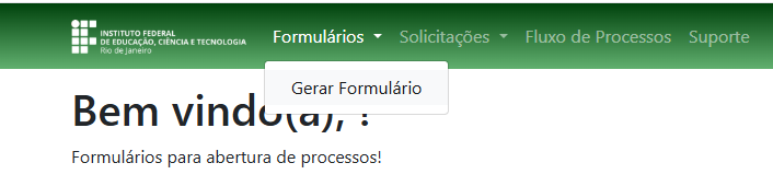 Tela do portal de formulários do IFRJ com a opção Gerar formulário destacada